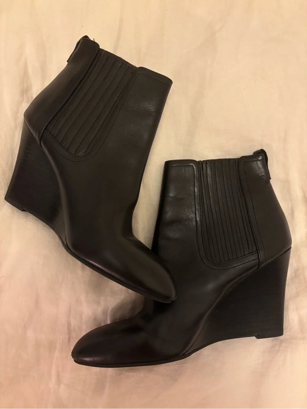 Sam Edelman Gillian Black Leather Wedge Ankle Boot
